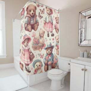 Rideaux De Douche De Beaux Ours Vintages sans joint