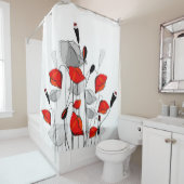 Rideaux De Douche De Belles Poppies rouges Whimsical (En situation)