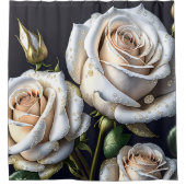 Rideaux De Douche De magnifiques roses blanches aux détails dorés (Devant)
