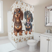 Rideaux De Douche De mignons amis dachshund (En situation)