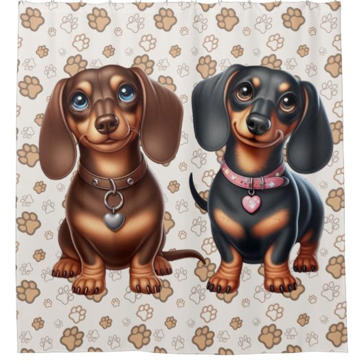 Rideaux De Douche De mignons amis dachshund (Devant)