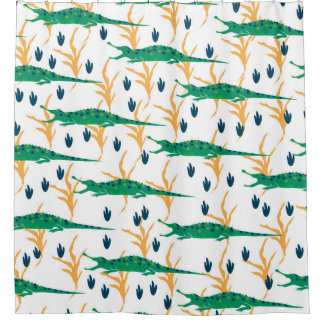 Rideaux De Douche De mignons crocodiles sans couture motif. Animaux 