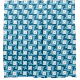 Rideaux De Douche Déco clé grecque, bleu ciel et marine