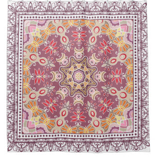 Rideaux De Douche Décor coloré sur arrière - plan blanc, 