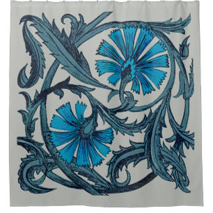 Rideaux De Douche Décor de carreaux rustiques d'art floral antique b