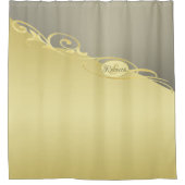 Rideaux De Douche Décor de luxe sur or & argent, Monogramme (Devant)