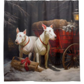 Rideaux De Douche Décor de Noël Bull Terrier Snowy Sleigh (Devant)