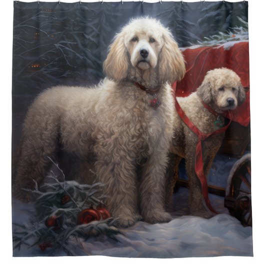 Rideaux De Douche Décor de Noël de caniche Snowy (Devant)