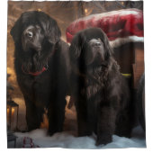 Rideaux De Douche Décor de Noël de Terre-Neuve Snowy Sleigh (Devant)