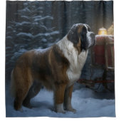 Rideaux De Douche Décor de Noël Saint Bernard Snowy Sleigh (Devant)