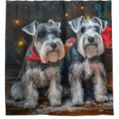 Rideaux De Douche Décor de Noël Schnauzer Snowy Sleigh (Devant)