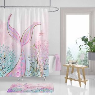 Rideaux De Douche Décor de salle de bain pour filles, Sirène