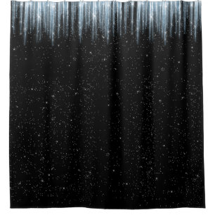 Rideaux De Douche Décor noir de scintillement de maison d'hiver de