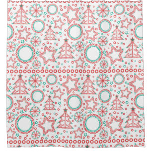 Rideaux De Douche Décor ornemental Merry Christmas blanc sans charme
