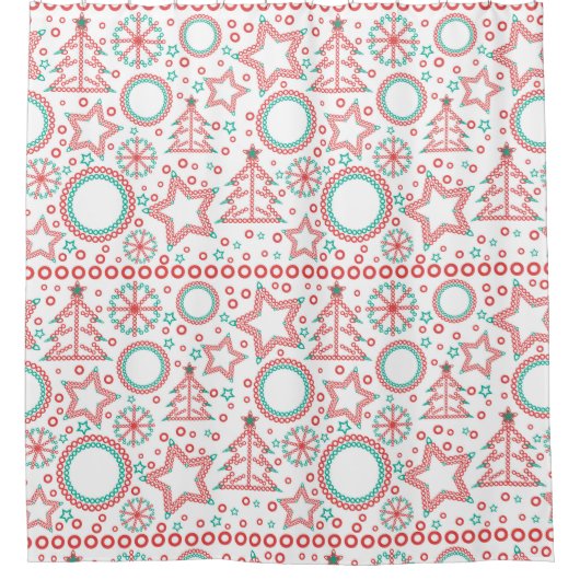 Rideaux De Douche Décor ornemental Merry Christmas blanc sans charme (Devant)