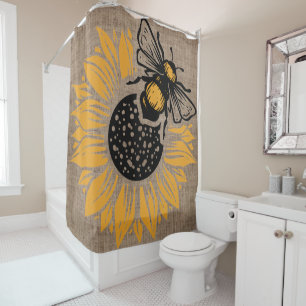 Rideaux De Douche Décor rustique de la maison de l'abeille et du tou