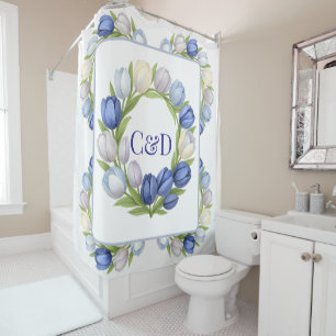 Rideaux De Douche Décoration de maison florale aux tulipes pastel Sé