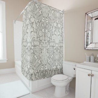 Rideaux De Douche Décoration de maison florale en damas blanc élégan