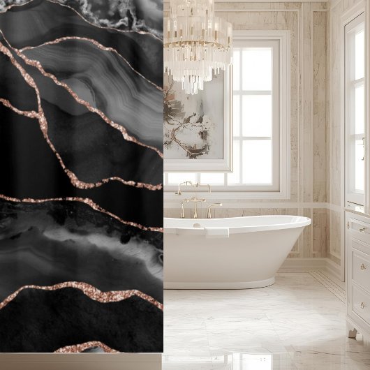 Rideaux De Douche Décoration de salle de bain luxueuse | Agate noire