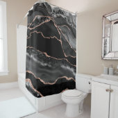 Rideaux De Douche Décoration de salle de bain luxueuse | Agate noire (En situation)