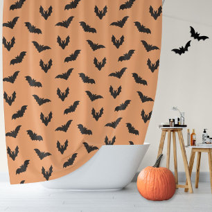 Rideaux De Douche Décoration d'Halloween vintage chauves-souris noir
