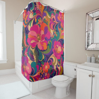 Rideaux De Douche Décoration florale psychédélique des années 60 de