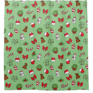 Rideaux De Douche Décorations de Noël Vert Rouge et Blanc