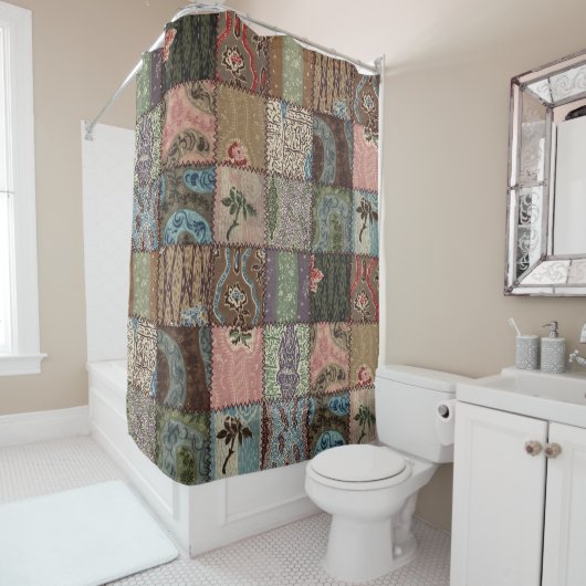 Rideaux De Douche Découpe à patchwork, texture 3D. (En situation)