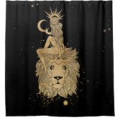 Rideaux De Douche Déesse du Zodiaque | Astrologie Cosmic Gold Leo (Devant)