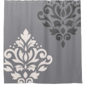 Rideaux De Douche Défiler Damask Art I Cream & Gris (Devant)