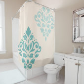Rideaux De Douche Défiler Damask Art I Teals on Cream (En situation)