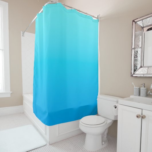 Rideaux De Douche dégradé de couleur bleu (En situation)