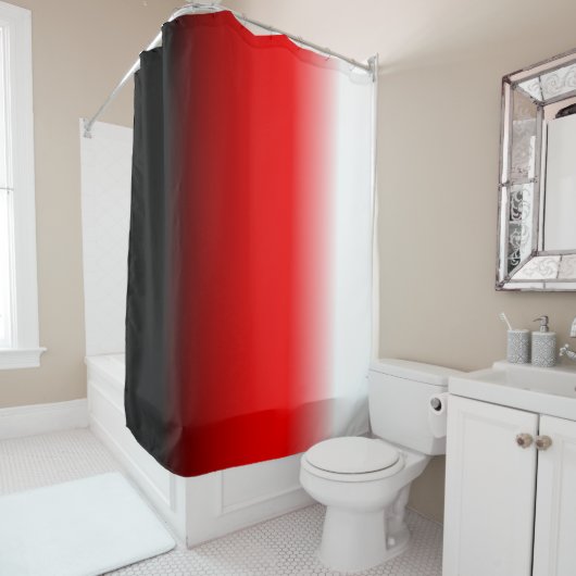 Rideaux De Douche Dégradé noir, rouge et blanc (En situation)