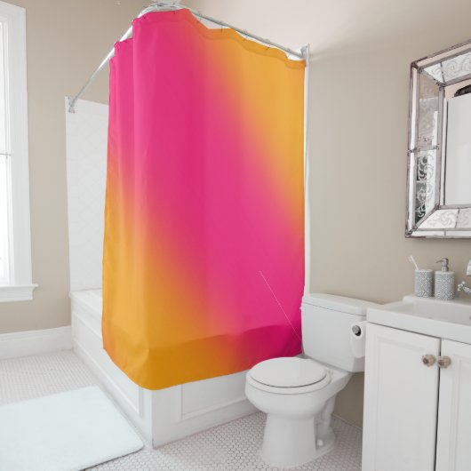 Rideaux De Douche Dégradé rose jaune (En situation)