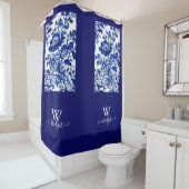 Rideaux De Douche délecter bleu Elegant Chinoiserie (En situation)