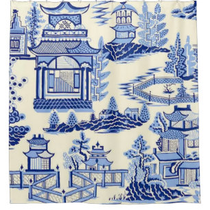 Rideaux De Douche Delft Blue China Ming Dynastie Tea House