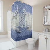 Rideaux De Douche Dénim bleu déchiré : texture de jeans. (En situation)