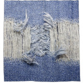 Rideaux De Douche Dénim bleu déchiré : texture de jeans. (Devant)