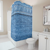 Rideaux De Douche Dénim Bleu : Jeans Classique Texture. (En situation)