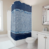 Rideaux De Douche Denim blue jeans fabric frame. Bleached denim fabr (En situation)