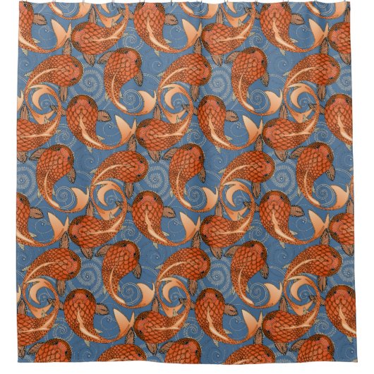 Rideaux De Douche denim de poisson paisley (Devant)