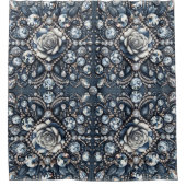 Rideaux De Douche Denim & Diamonds Glam Bling Bijoux Roses (Devant)