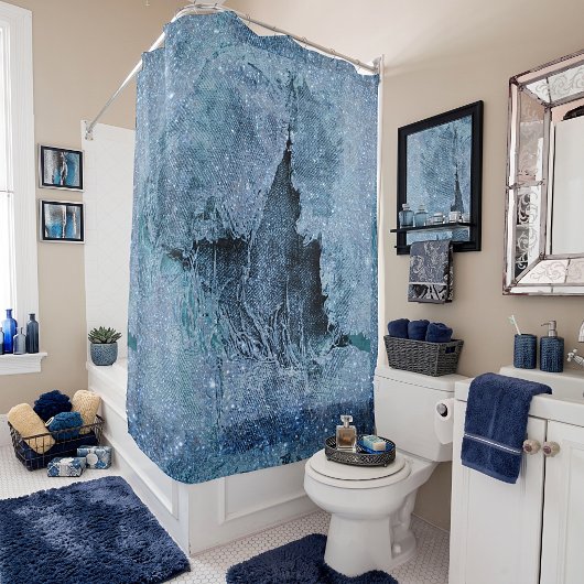 Rideaux De Douche denim pailleté grunge