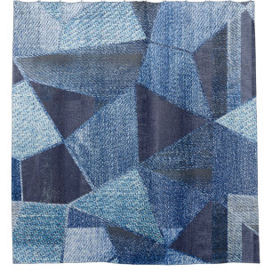 Rideaux De Douche Denim Urban : Patchwork à rayures détendues.