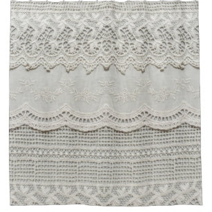 Rideaux De Douche Dentelle blanche subtile, gros plan textile.