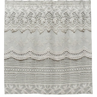 Rideaux De Douche Dentelle blanche subtile, gros plan textile.