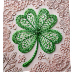 Rideaux De Douche Dentelle de coquette florale shamrock Saint Patric