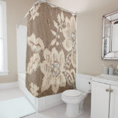 Rideaux De Douche Dentelle Delicacy : White Fabric Artistry (En situation)