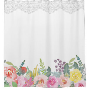 Rideaux De Douche Dentelle florale de ressort chic minable élégant