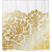 Rideaux De Douche dentelle or luxueuse sur blanc (Devant)